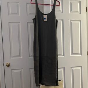 Universal Thread Charcoal Midi Dress with Perforated Hem